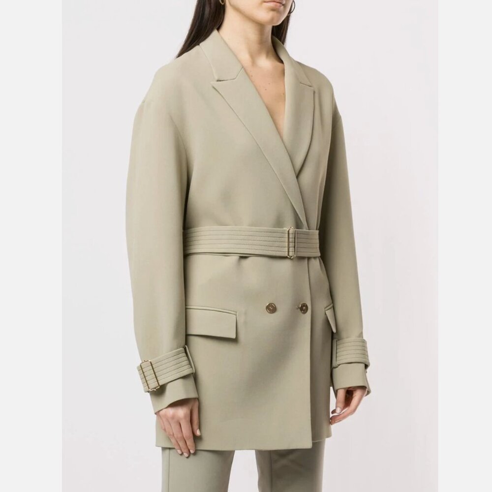 Dion Lee Jacket cady cocoon double breasted long coat womens Green (size 2) chic